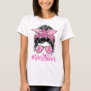 Camiseta Messun Pink Fita Fita Leopardo Cancer da Mama Guer