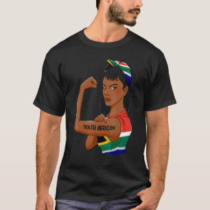 Camiseta Messy Bun Black Girl South Africa Flag Sul African