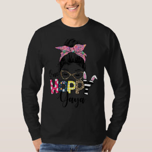 Camiseta Messy Bun Bunny Hoppy Yaya Leopard Happy Easte
