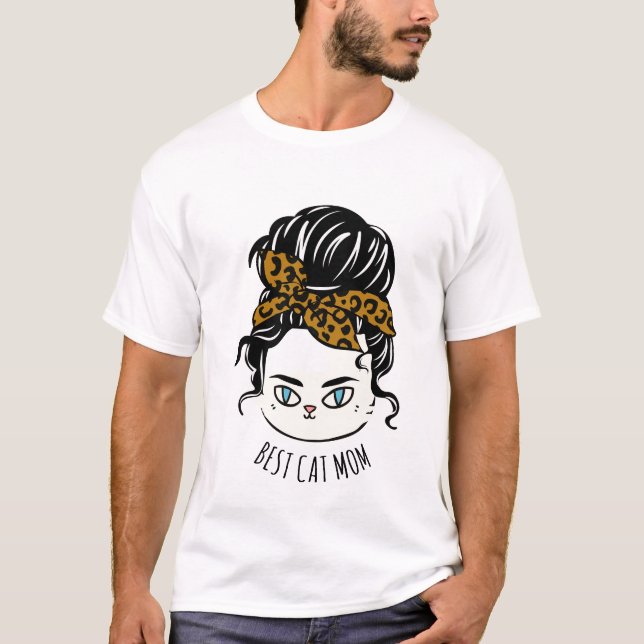 Camiseta Messy Bun CAT MOM (Frente)