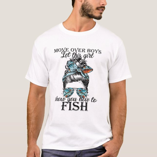 Camiseta Messy Bun Fishing Hair Don't Care Reel Girls Fish (Frente)
