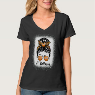 Camiseta Messy Bun Hair Ball Mãe Dia de as mães de futebol