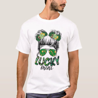 Camiseta Messy Bun Hair Lucky Mini Irish St Patrick's Day G