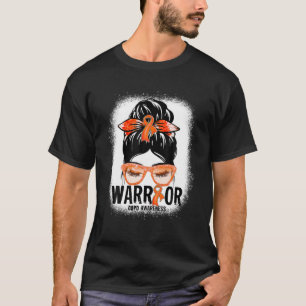 Camiseta Messy Bun Leopard Orange Ribbon COPD Warrior Gifts
