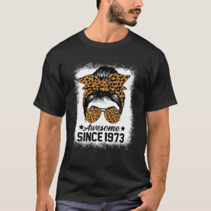 Camiseta Messy Bun Leoprad Incrível Desde 1973 49 Anos
