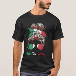 Camiseta Messy Buns Italiano Itália Bandeira