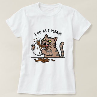 Camiseta Messy cat drinking coffeeT-Shirt