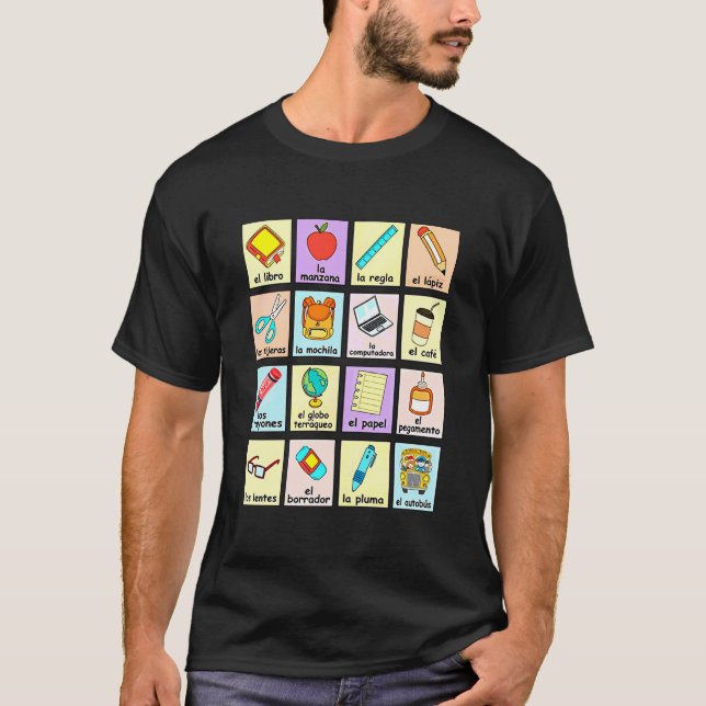 Camiseta mestra Bilíngue Volta às Aulas Professora de Espan (Frente)