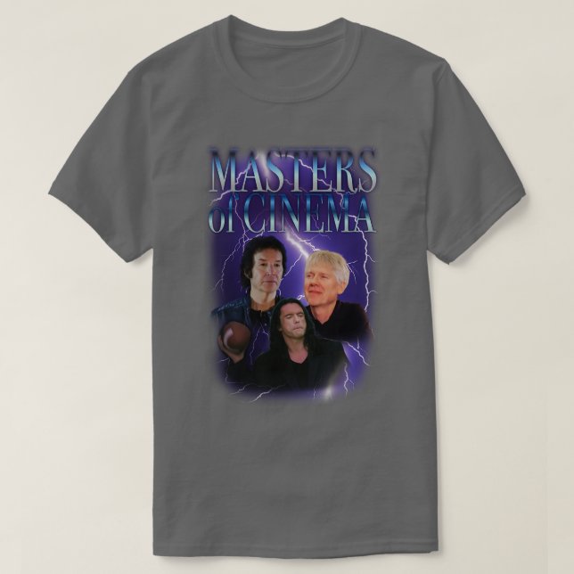 Camiseta Mestrados de Cinema Neil Breen Tommy Wiseau Gramps (Frente do Design)
