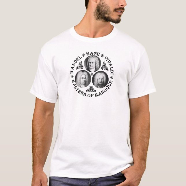 Camiseta Mestrados Do Barroco - Bach - Handel - Vivaldi (Frente)