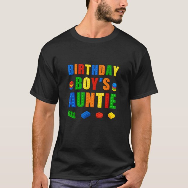 Camiseta Mestre Construtor Tia Birthday Boy Building Bricks (Frente)