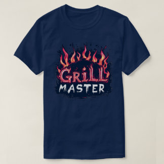 Camiseta Mestre da Grelha Tipografia de Churrasco Flamejant