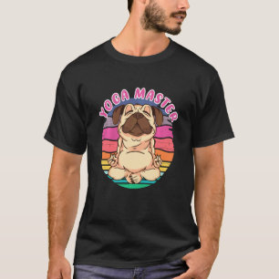 Camiseta Mestre de Ioga Pug Cão Engraçado Animal Vintage Me