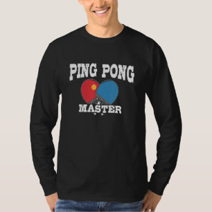 Camiseta Mestre de Ping Pongu Colher Bola de Tênis de Mesa