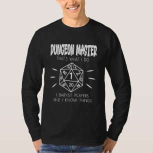 Camiseta Mestre Dungeon DM Dragon Babysit E Eu Sei Coisa