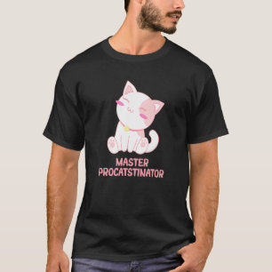 Camiseta Mestre Procatstinador Gato Humor Kitten preguiçoso