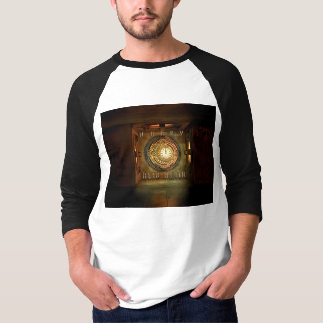 Camiseta Meta de Ano Novo com tema steampunk da SlipperyJoe (Frente)
