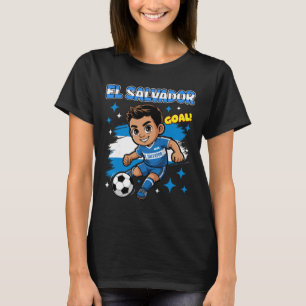 Camiseta Meta do Garoto de El Salvador Cartoon Bandeira de