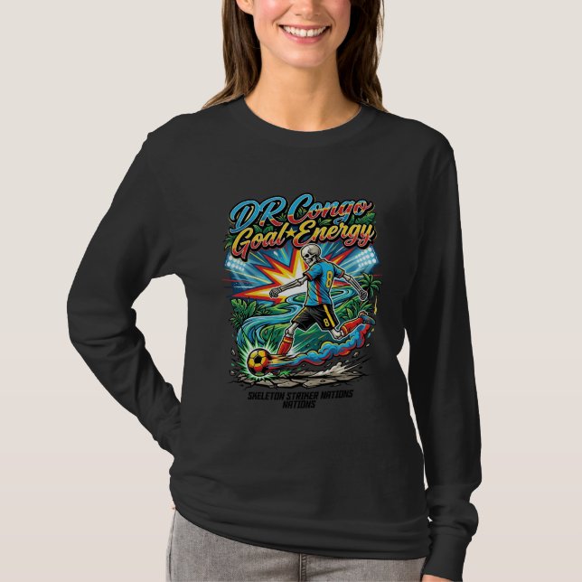 Camiseta Meta Energética do Golpe do Congo RD Esqueleto (Frente)