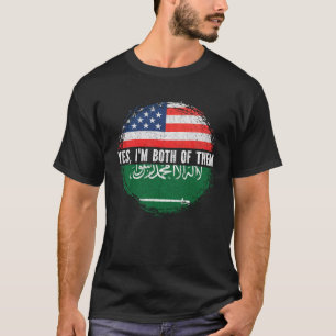 Camiseta Metade Americana Metade Árabe Saudita EUA Bandeira