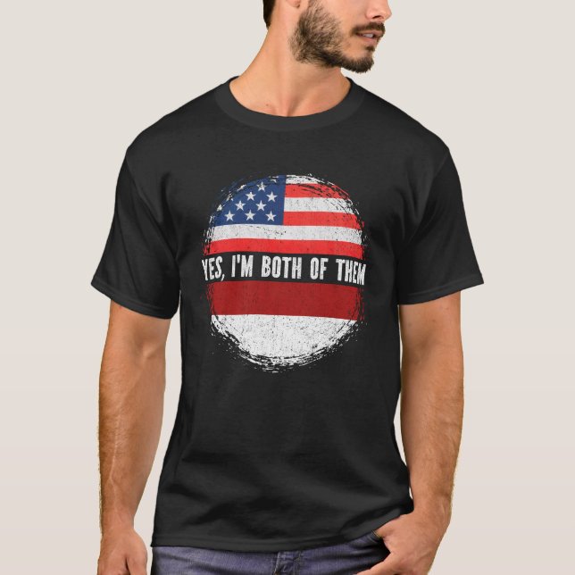 Camiseta Metade Americana Metade do Sinalizador indonésio d (Frente)