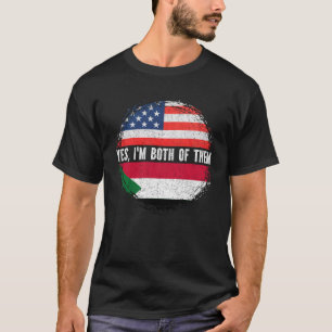 Camiseta Metade Americana Metade Sudanês EUA Bandeira Sudão