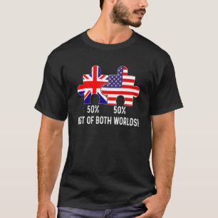 Camiseta Metade Bandeira Americana Metade Bandeira Britânic