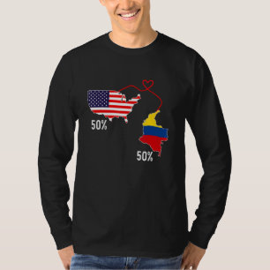 Camiseta Metade Bandeira Americana Metade Colombiana Mapa C