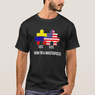 Camiseta Metade Bandeira Americana Metade Colombiana Mapa C