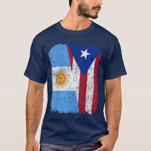 Camiseta Metade Bandeira Argentina Metade Bandeira Porto Ri