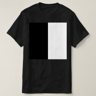 Camiseta metade branco metade preto, metade preto metade br