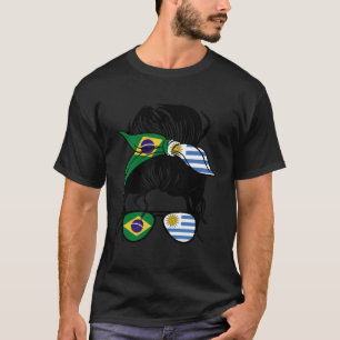Camiseta Metade Brasileira Metade Do Uruguai Mistura Brasil