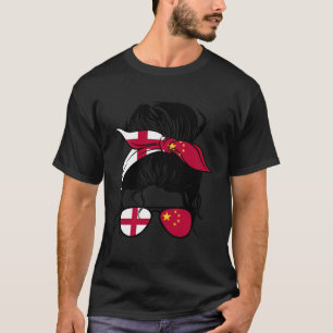 Camiseta Metade Chinesa Do Inglês Mistura Inglaterra E Chin