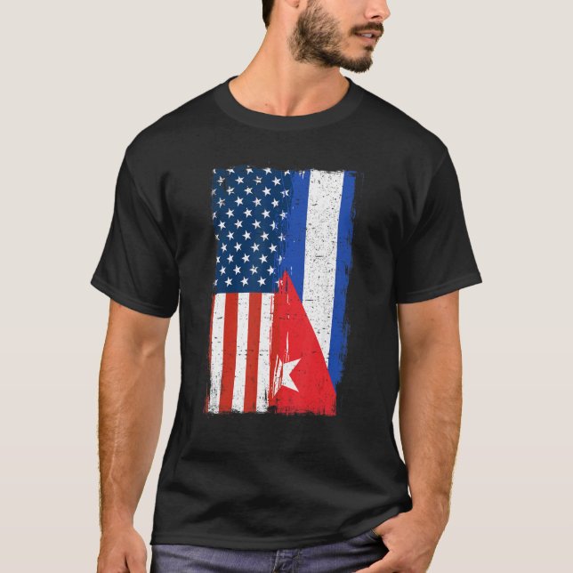 Camiseta Metade Cubana - Bandeira Americana - A América Ros (Frente)