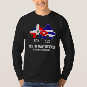 Camiseta Metade Cubana Metade do Mapa de Bandeiras Dominica