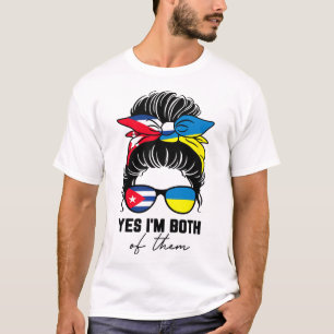 Camiseta Metade Cun Metade Menina Ucraniana Cu Bandeira da 