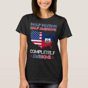 Camiseta Metade da América Half Haitian EUA Patriot