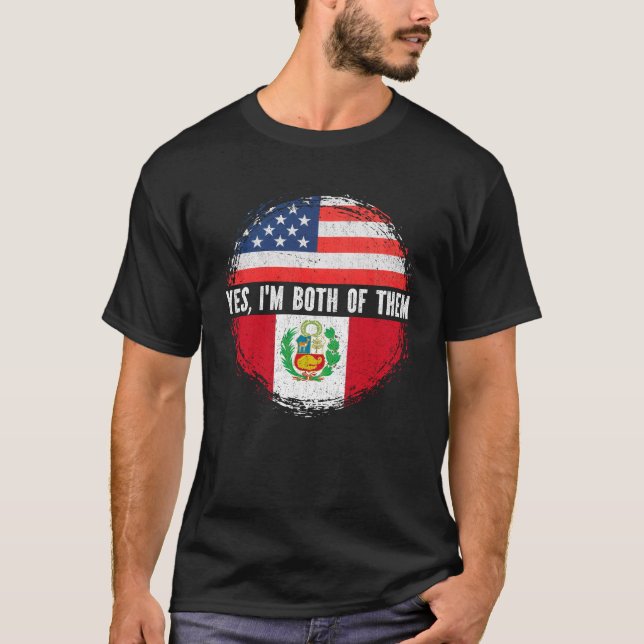 Camiseta Metade da América Metade do Peruano EUA Bandeira P (Frente)