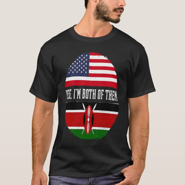 Camiseta Metade da América Metade do Quênia EUA Bandeira Pa (Frente)