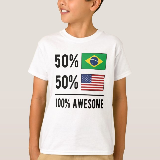 Camiseta Metade da bandeira brasileira metade da América br (Frente)