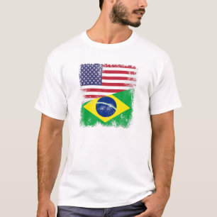 Camiseta Metade da bandeira brasileira Presente Vintage B