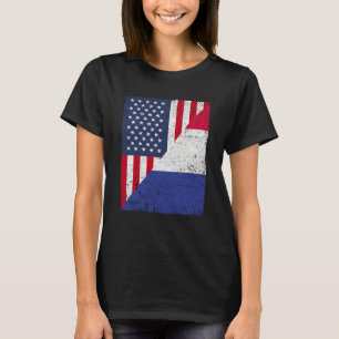 Camiseta Metade da bandeira dos EUA metade da bandeira da F