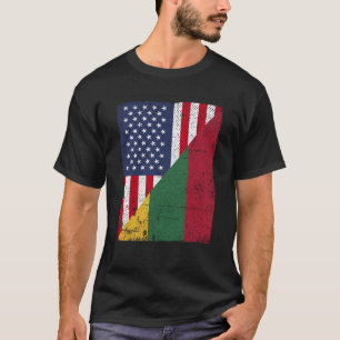 Camiseta Metade da bandeira dos EUA metade da bandeira da L