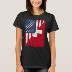 Camiseta Metade da bandeira dos EUA metade da bandeira da S