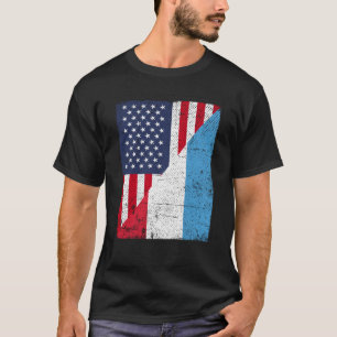 Camiseta Metade da bandeira dos EUA metade da bandeira de L