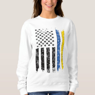 Camiseta Metade da bandeira ucraniana semiamericana Ucrâni