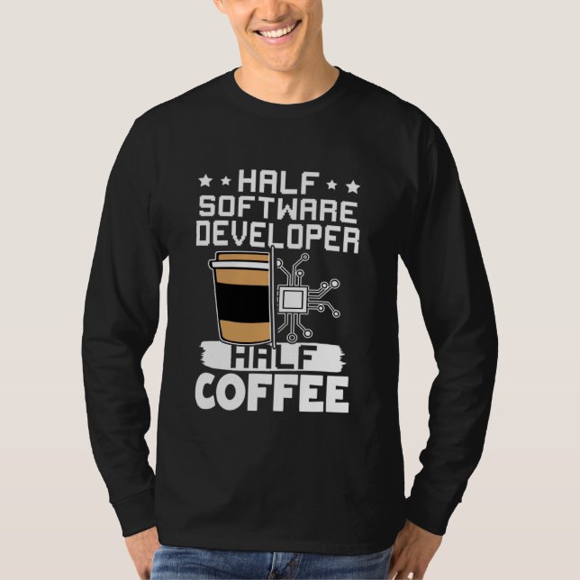 Camiseta Metade Desenvolvedor de Software Metade Café (Frente)