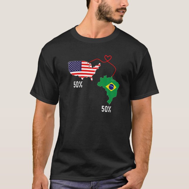 Camiseta Metade do Brasil Semestre Americano Flag Combinado (Frente)