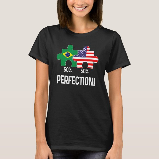Camiseta Metade do Brasil Semestre Americano Flag Combinado (Frente)