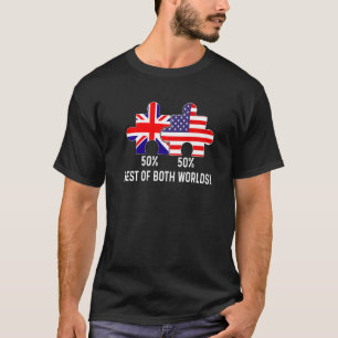Camiseta Metade do mapa americano de bandeira britânica com